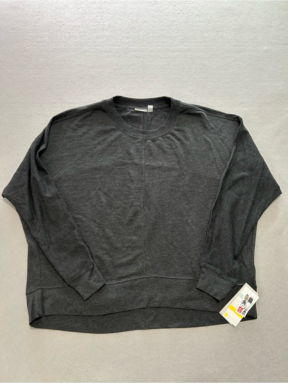 Zella Womens All Day Oversize soft Crew Neck Pullover High Low Sweatshirt XXL